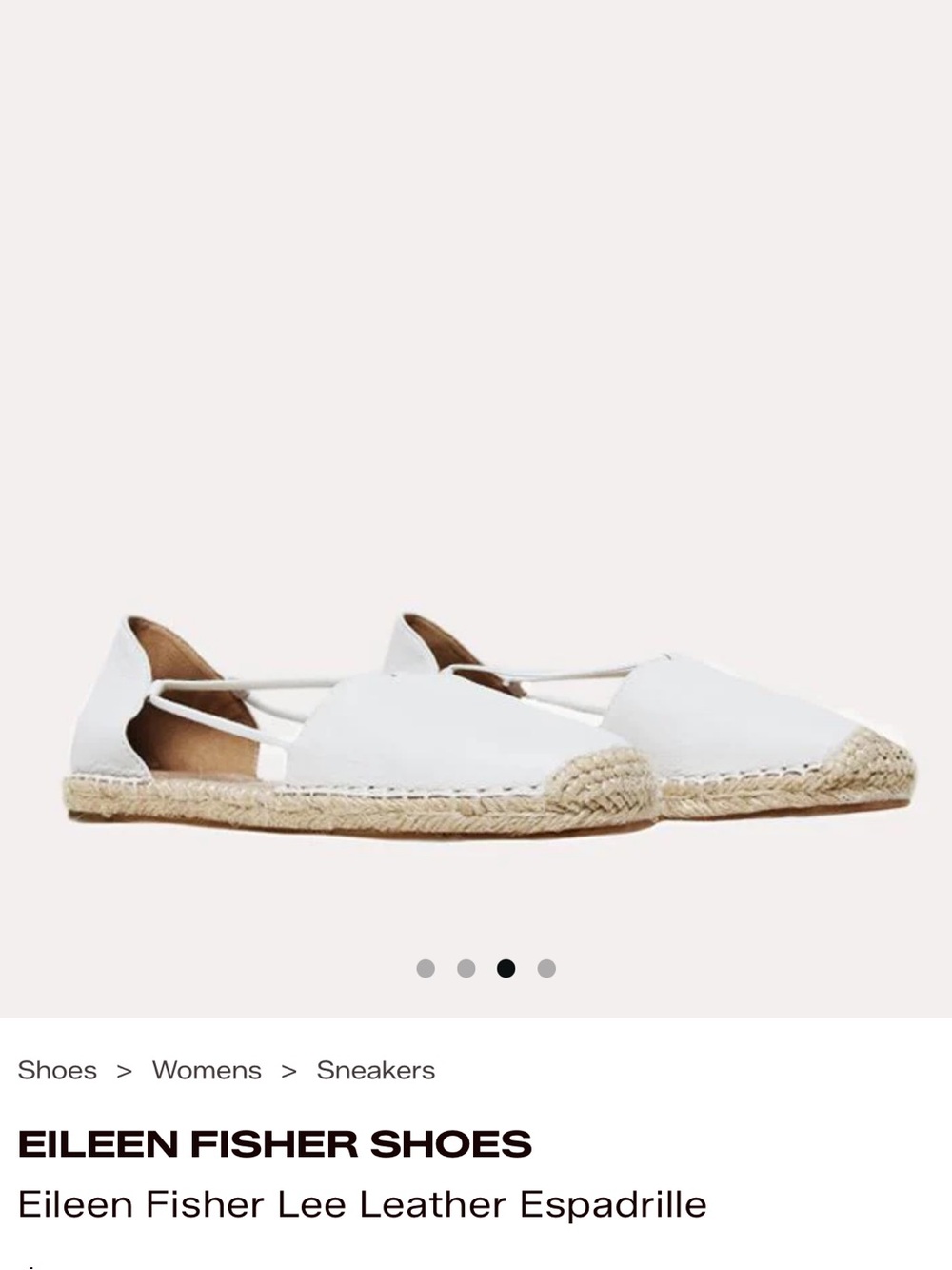 Eileen Fisher White Leather Espadrille Slip-Ons